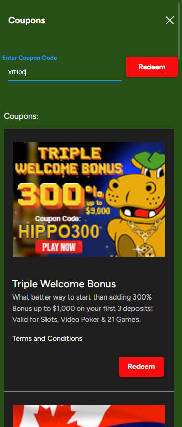 Lucky Hippo 100 Free Spins No Deposit Bonus - Step 3 - Claim No Deposit Bonus with coupon code - A