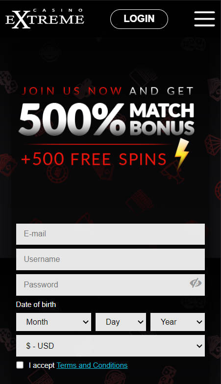 Casino Extreme 100 Free Spins No Deposit Bonus - Step 1 - Register