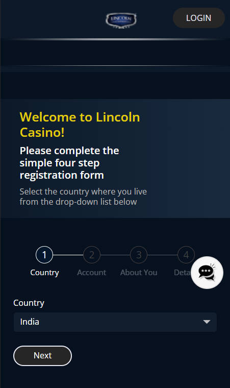 Lincoln 1200 INR No Deposit Bonus - Step 1 - Register a new account - B