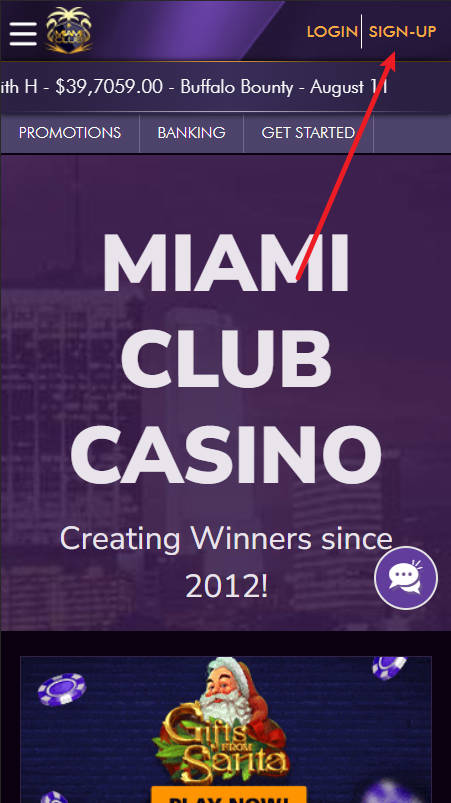 Miami Club 800 INR No Deposit Bonus - Step 1 - Register - A