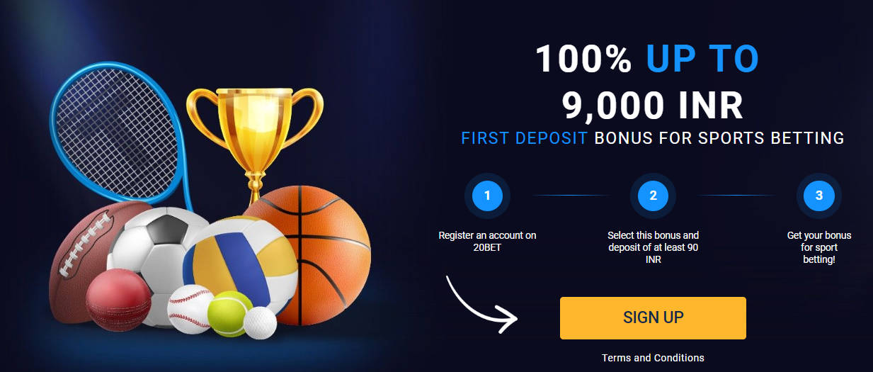 20Bet 9,000 INR Sports Betting Bonus - Banner