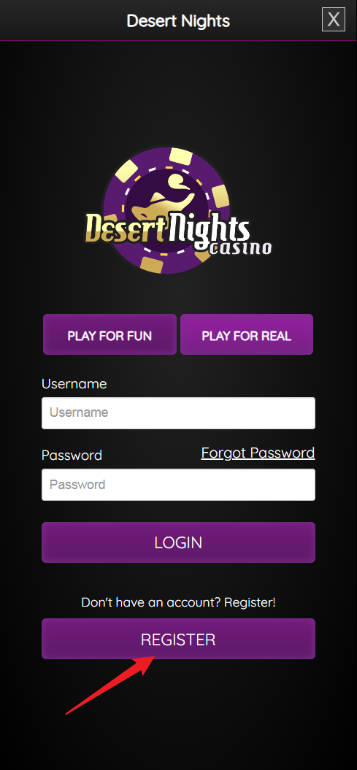Desert Night Casino 800 INR No Deposit Bonus - Step 1 - Register at Desert Night Casino - B